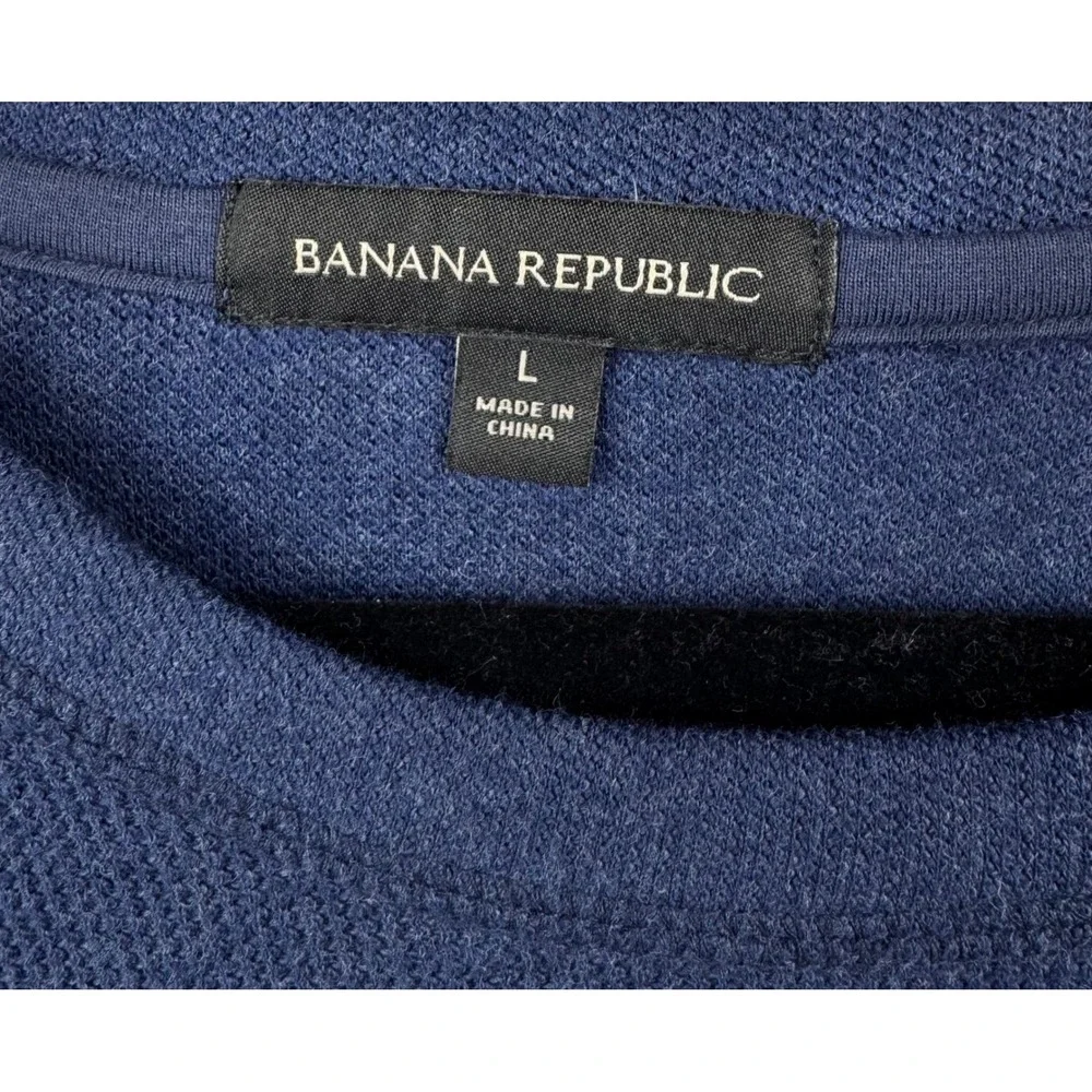Banana Republic Waffle Knit Sweatshirt Mens Large Navy Blue‎ Crewneck Pullover